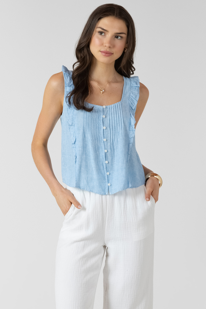 Dex Sylvie Pintuck Ruffle Detail Tank DEX