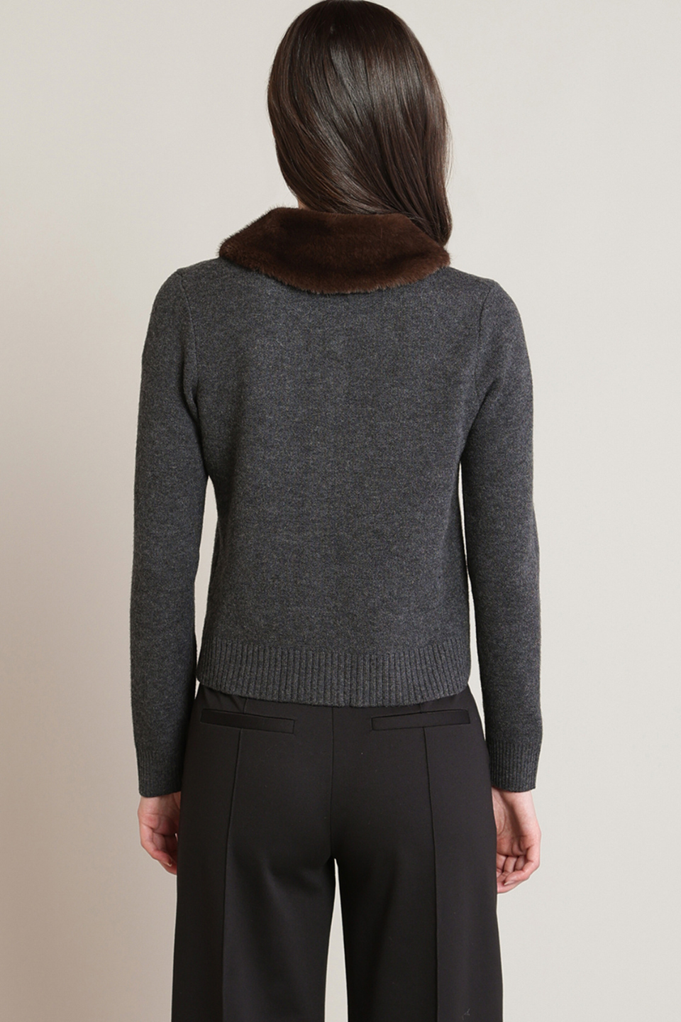Black Tape Colette Faux-Fur Collar Cardigan