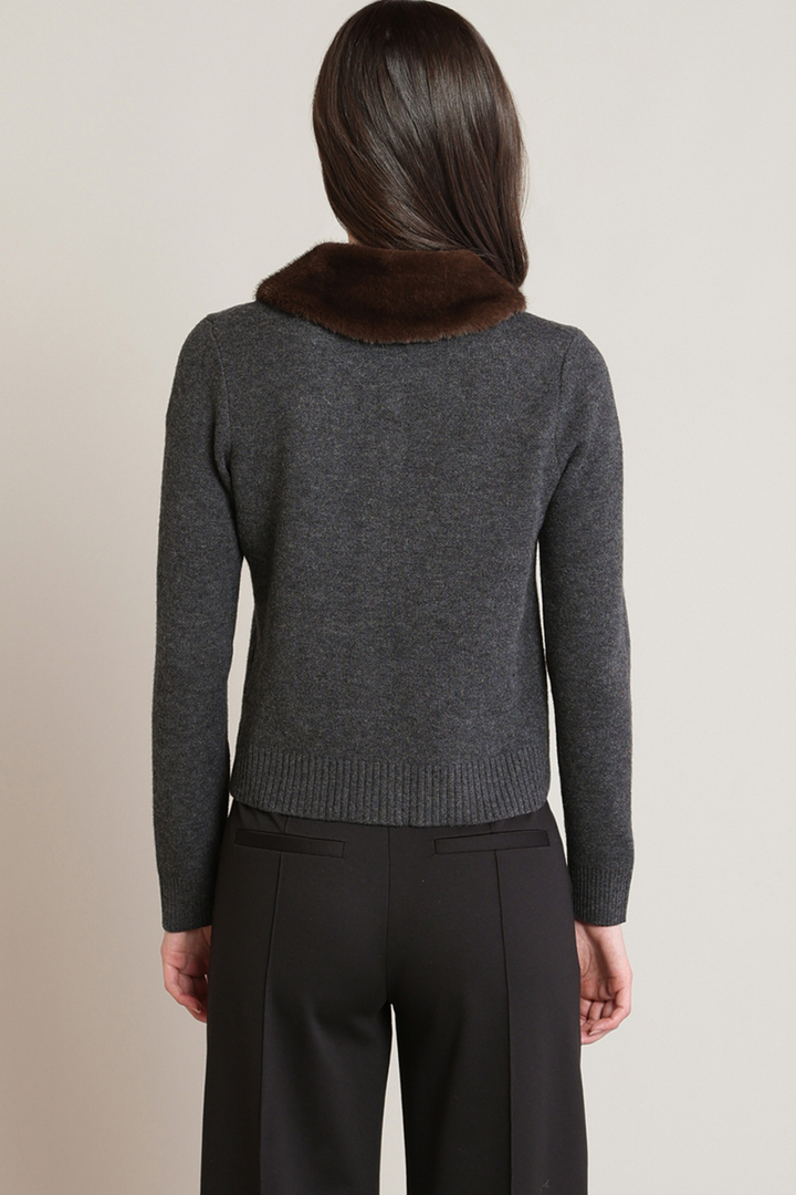 Black Tape Colette Faux-Fur Collar Cardigan