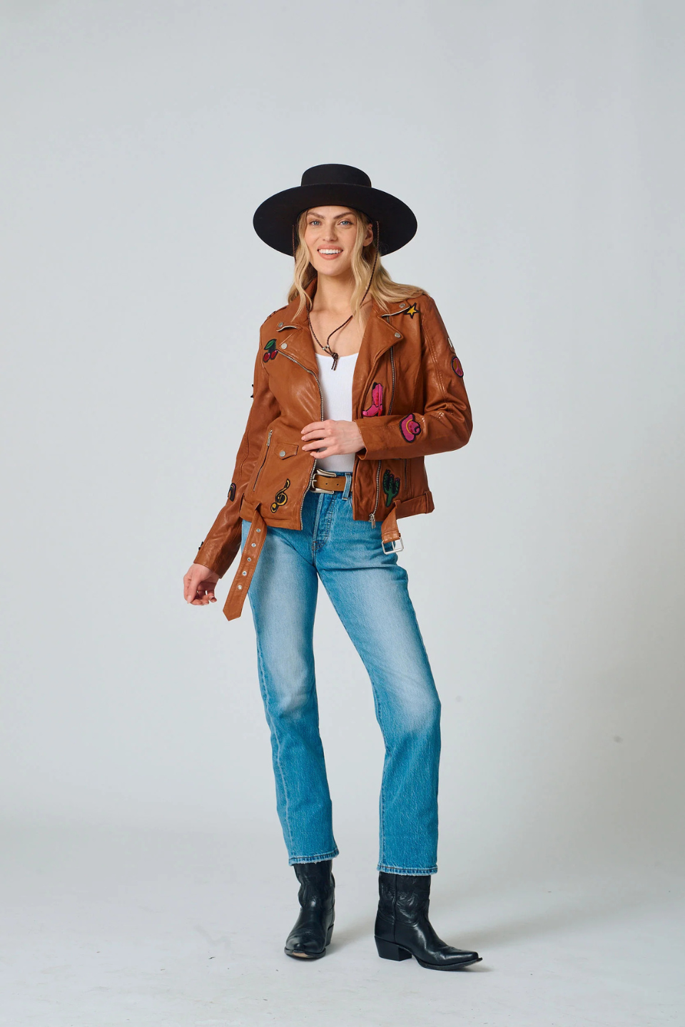 Nicole RF Leather Jacket - Hot Peppers Clothing