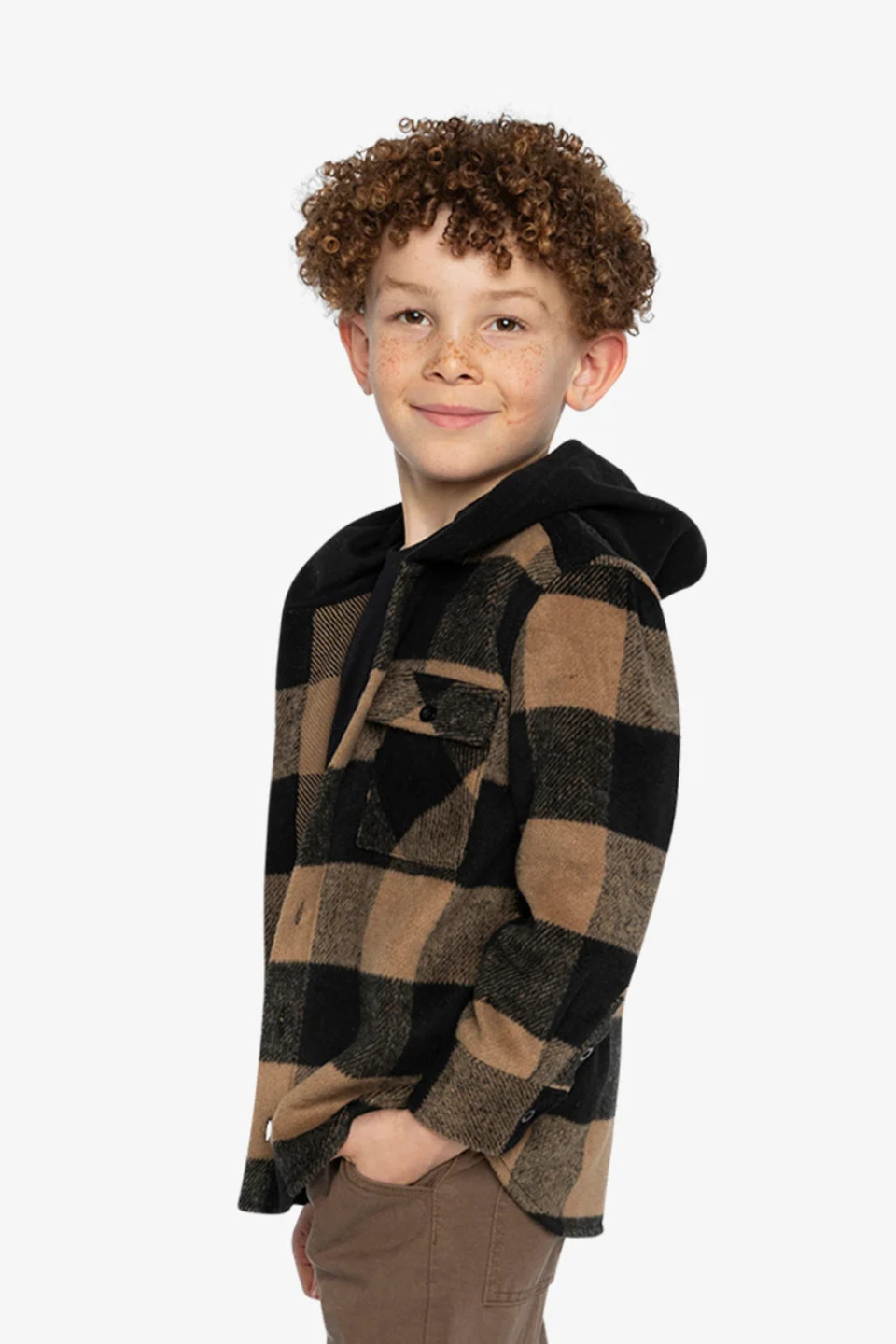 Deux Par Deux Flannel Shirt With Fleece Hood