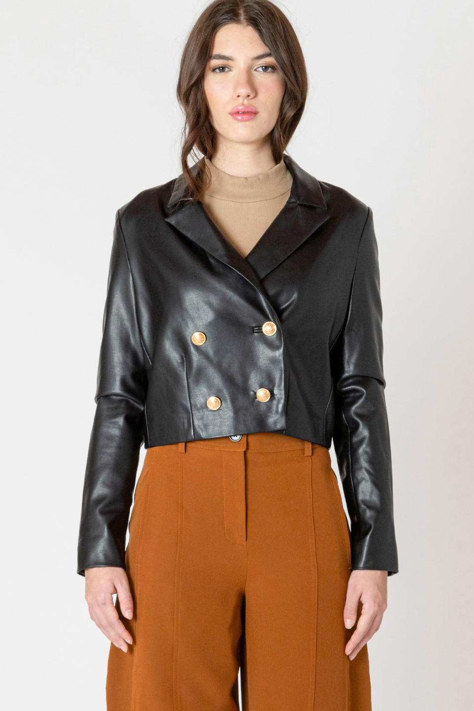 Tommie Faux Leather Cropped Jacket