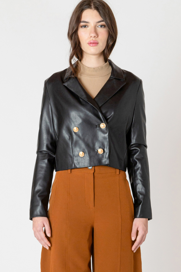 Tommie Faux Leather Cropped Jacket