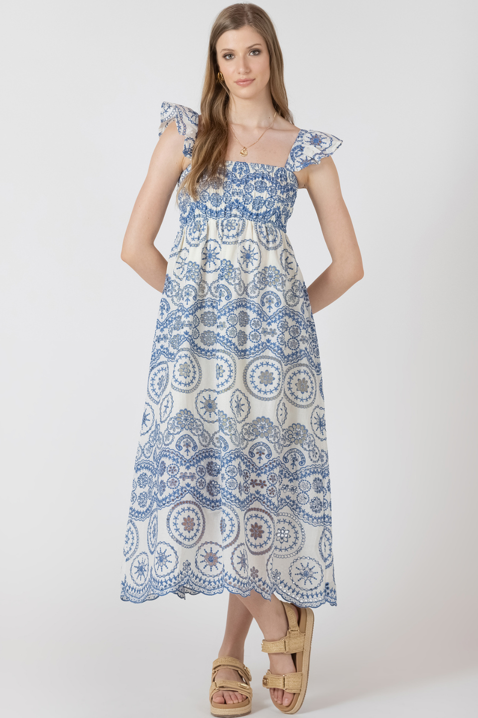Black Tape Marilla Cutout Embroidered Dress BLACK TAPE