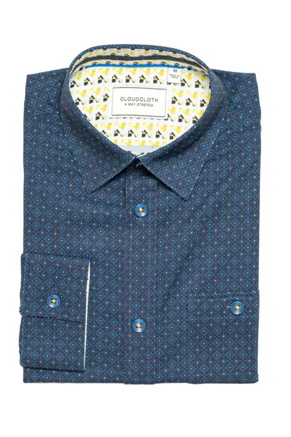 Navy Diamond Cloud Cloth Dress Shirt - Hot Peppers Clothing