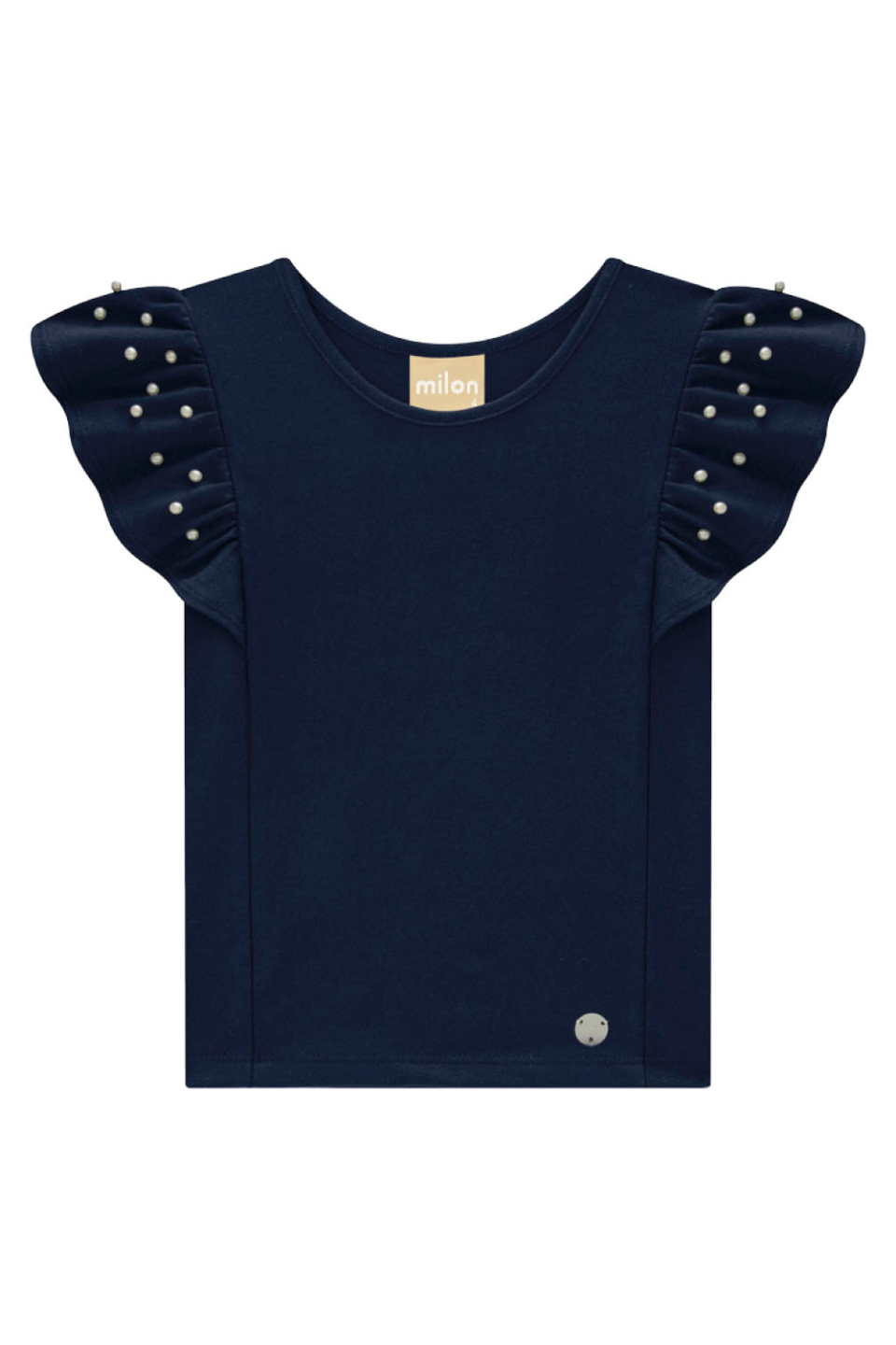 Milon Girl's Navy Studded Sleeve Top MILON