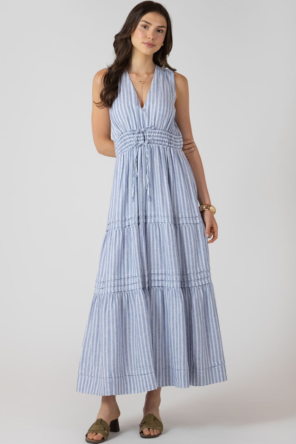 Dex Agnes Pleat Detail Smocked Waist Dress - Hot Peppers Clothing