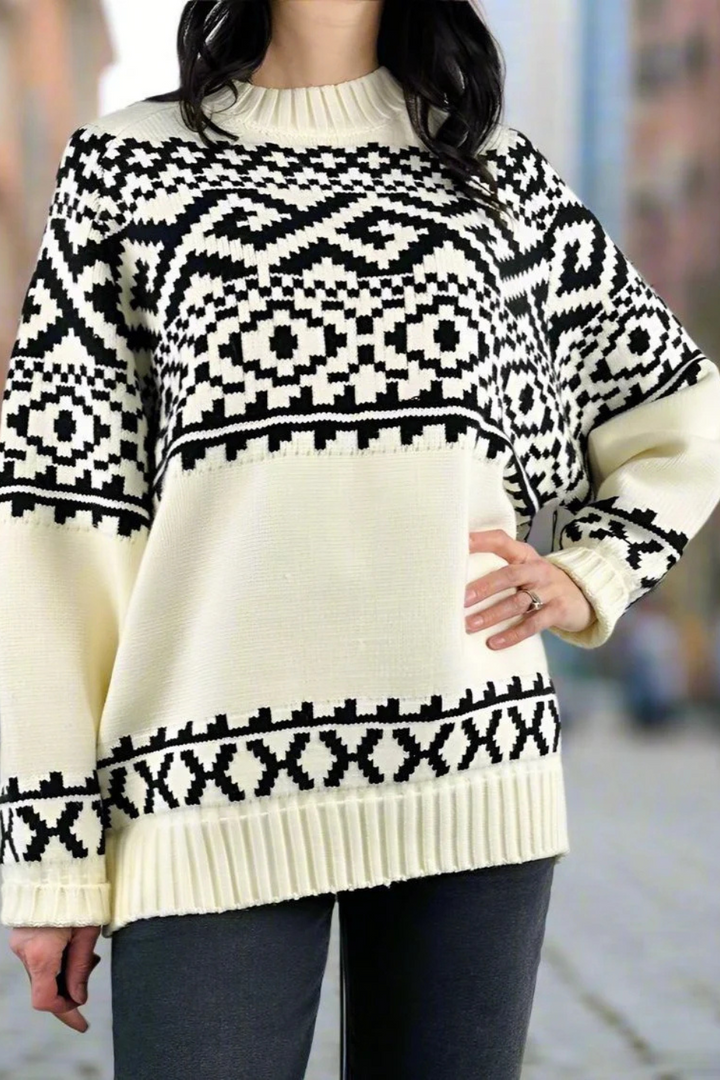 Fair Isle Sweater In Cream