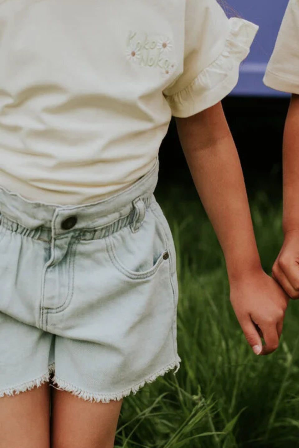 Koko Noko girls' loose fit light blue denim shorts - Hot Peppers Clothing