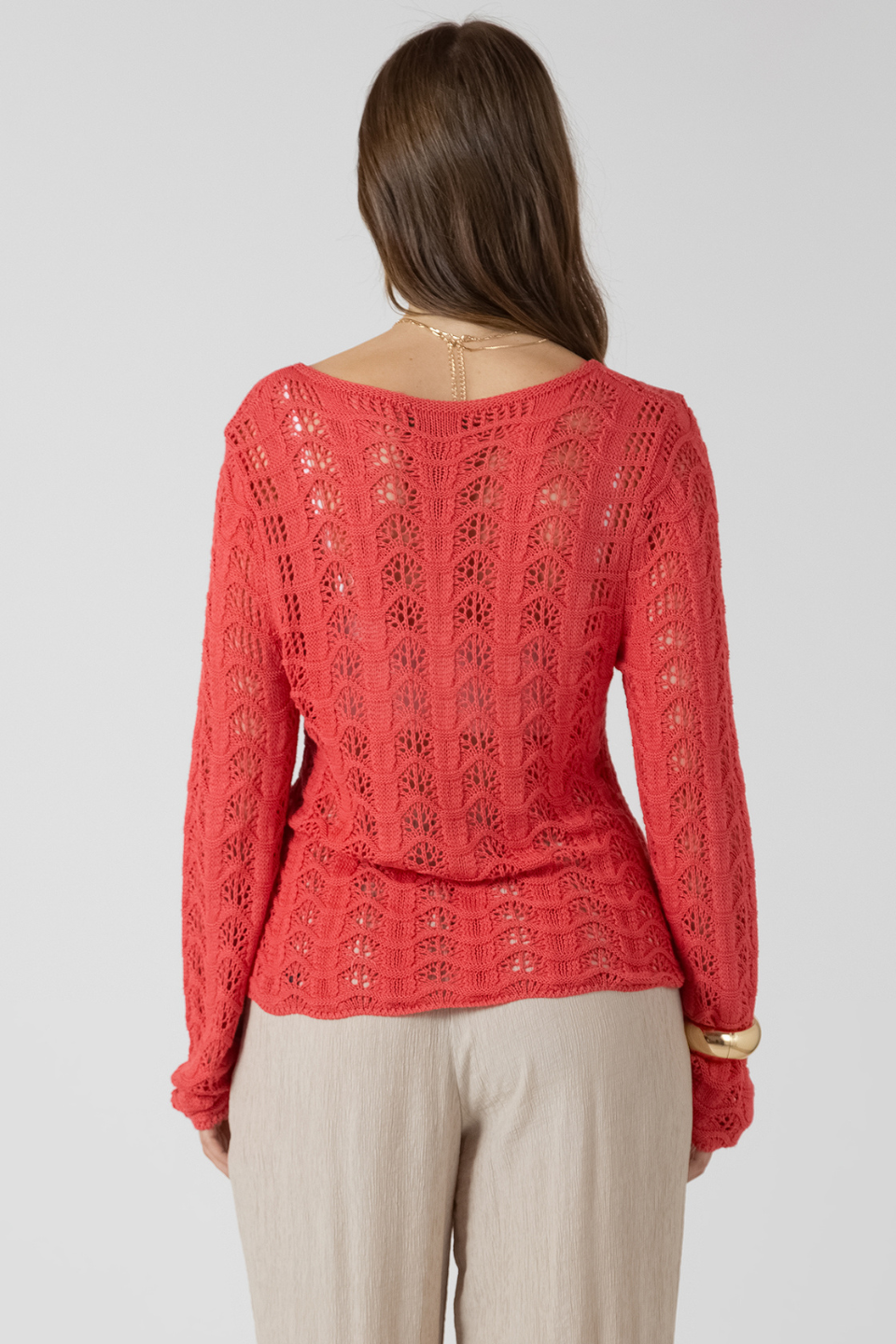 Dex Ravina Scalloped Open Work Sweater - Hot Peppers Clothing