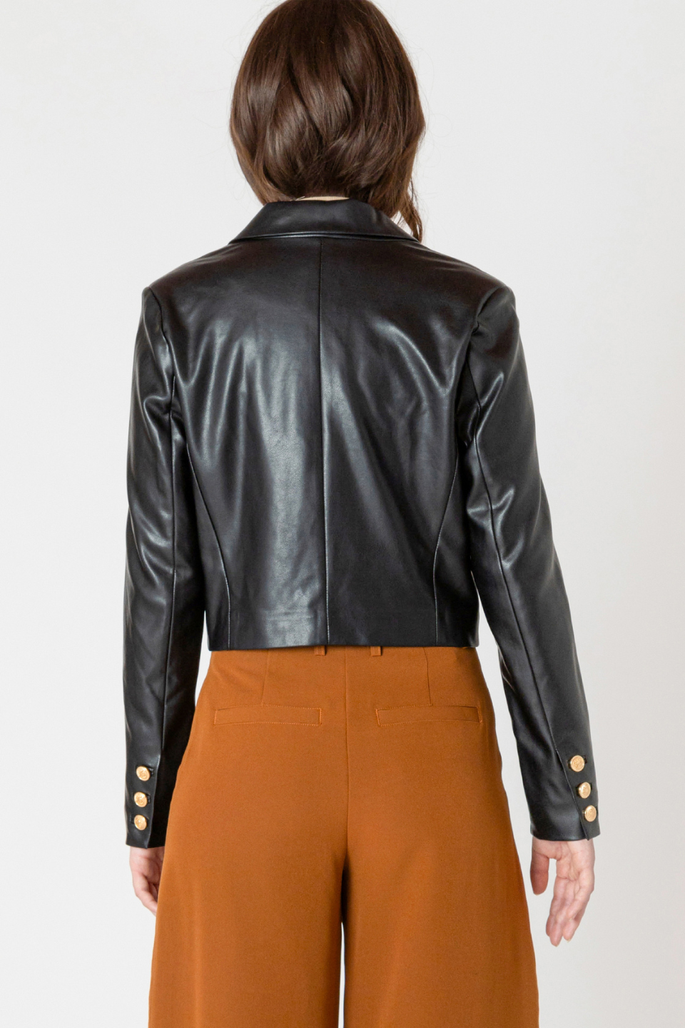 Tommie Faux Leather Cropped Jacket