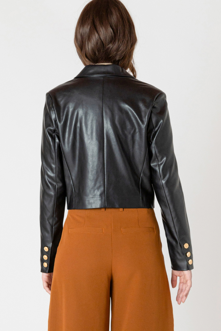 Tommie Faux Leather Cropped Jacket