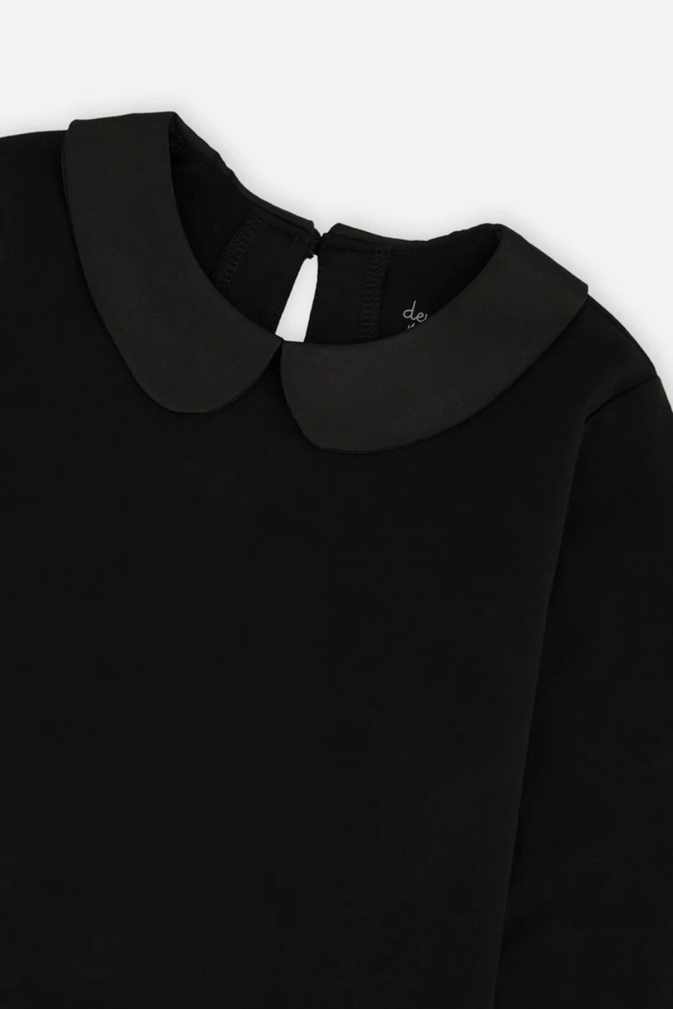 Deux Par Deux Organic Cotton T-Shirt With Peter Pan Collar Black