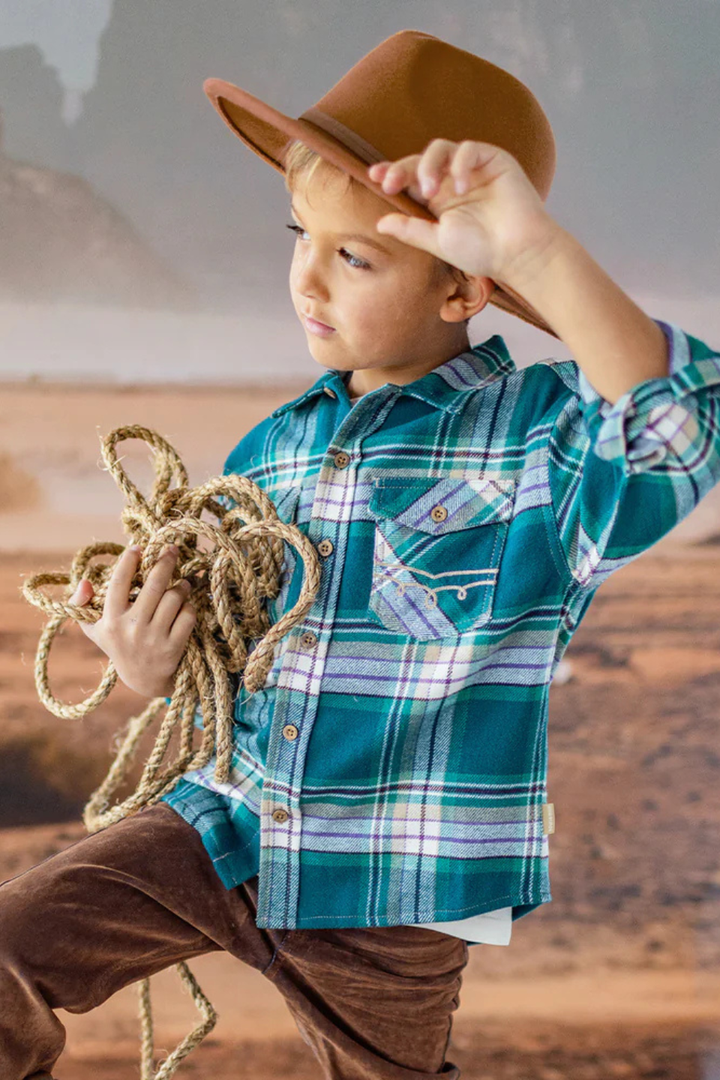 Turquoise plaid shirt
