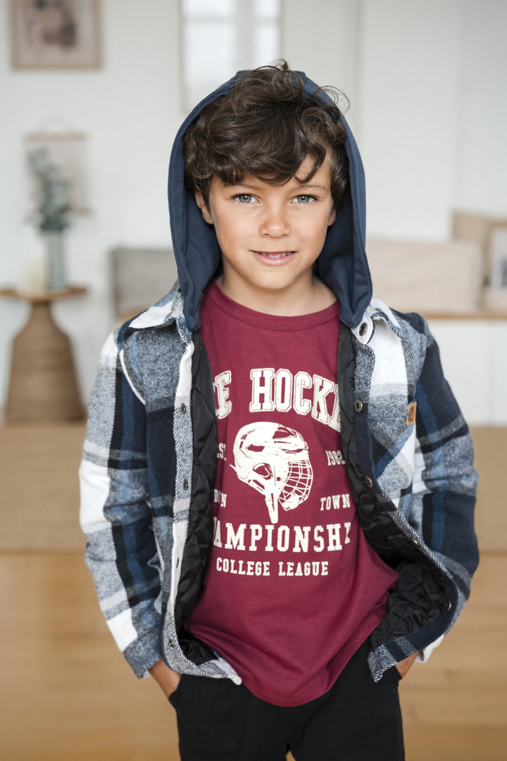 MID Kids Boys Plaid Hooded Shacket