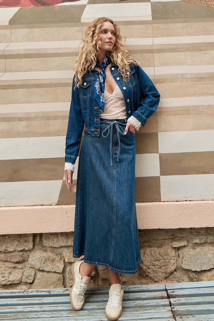 Long denim skirt - Hot Peppers Clothing