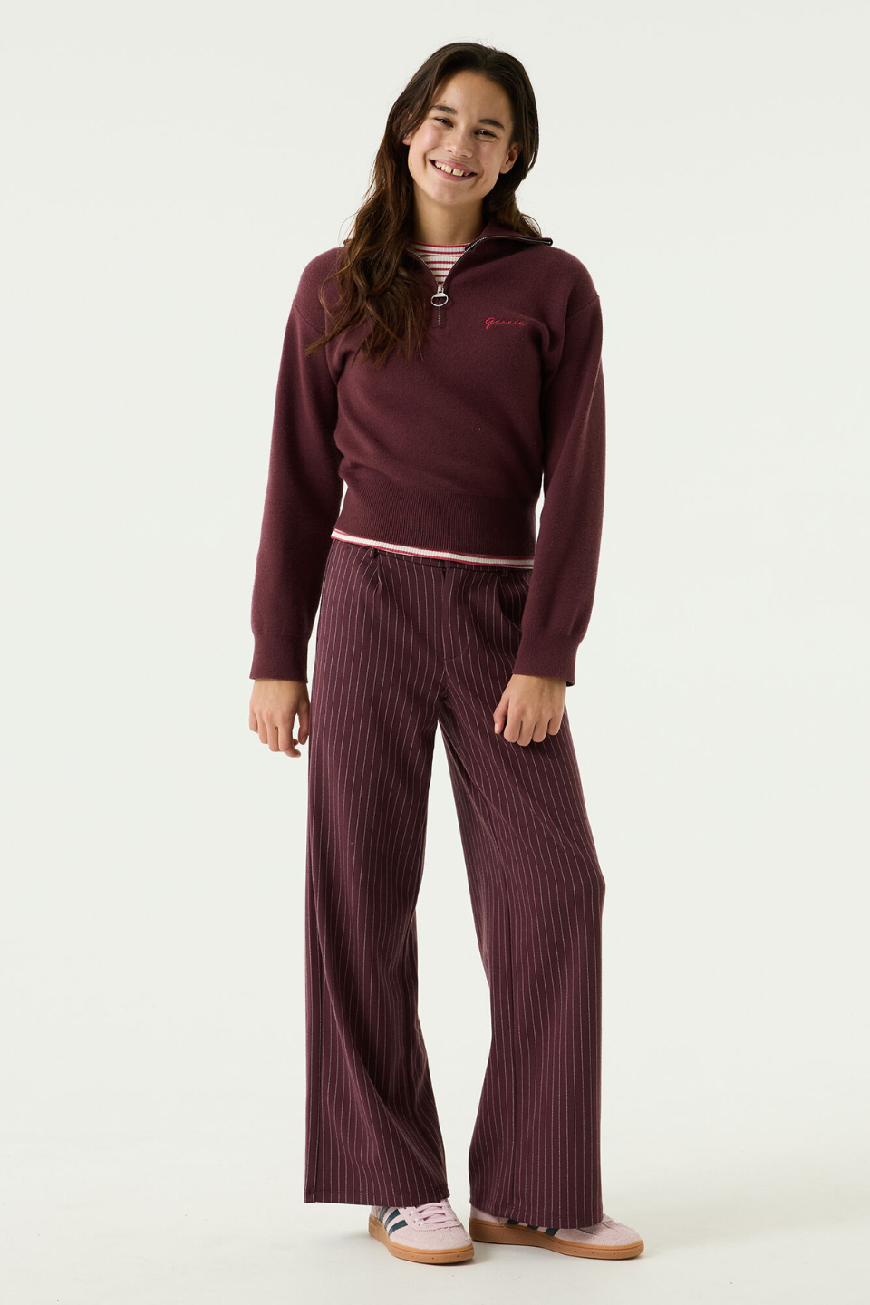 GARCIA Pinstripe Wide-Leg Trousers