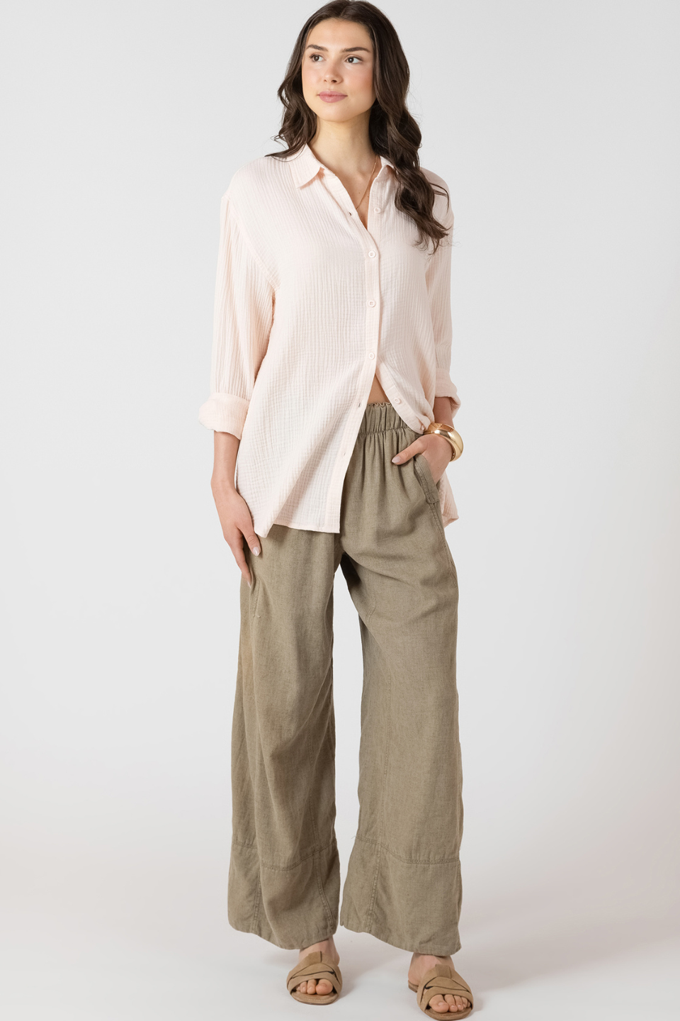 Polly Textured Button-Front Blouse