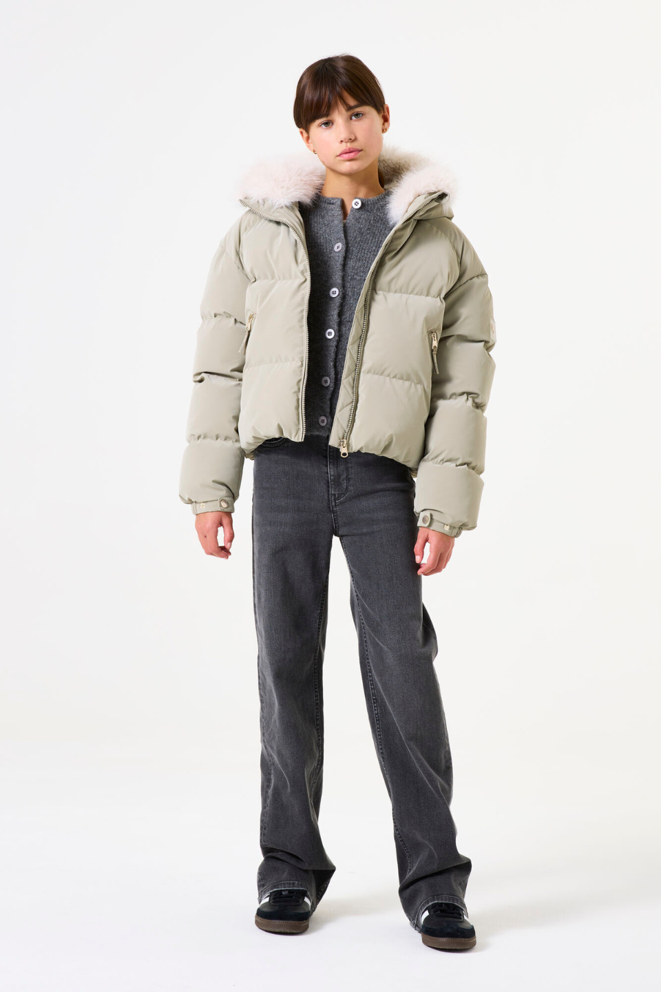 Green puffer jacket