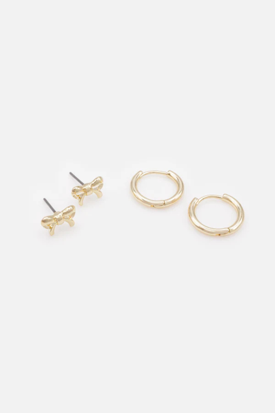 BIZOU Duo of small gold hoop earrings & huggies BIZOU