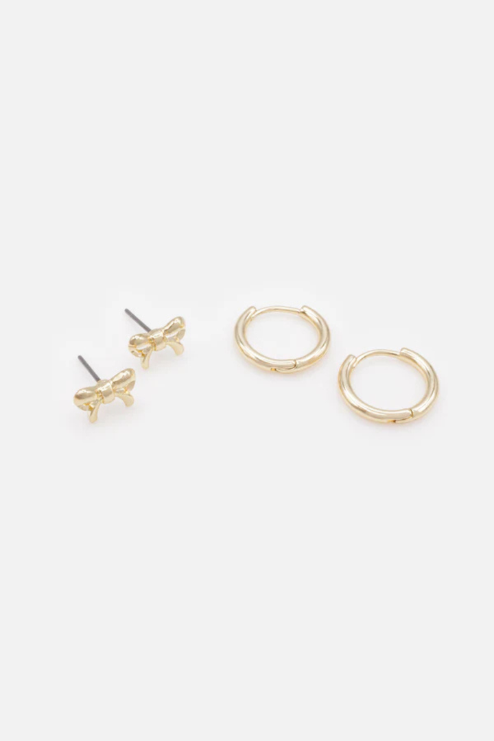 BIZOU Duo of small gold hoop earrings &amp; huggies BIZOU