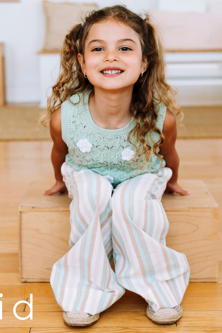 Girls’ Wide-Leg Stripe Pants with Tie Waist - Hot Peppers Clothing