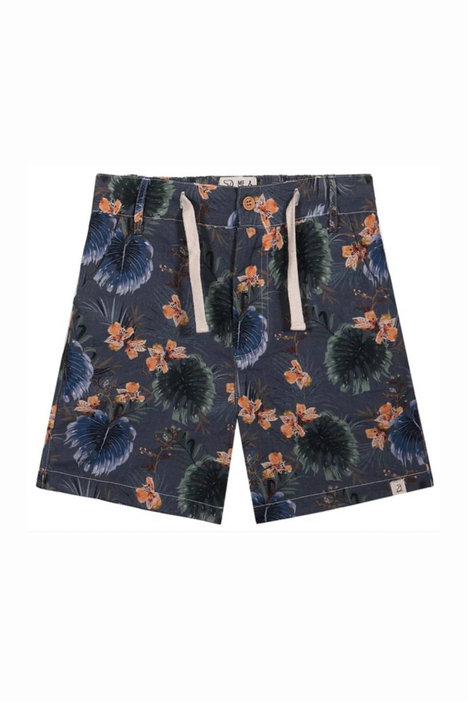 MAHALO NAVY FLORAL PRINTED WOVEN SHORTS - Hot Peppers Clothing