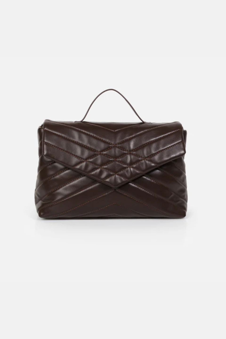 Dark Brown Quilted PU Crossbody Handbag - Hot Peppers Clothing