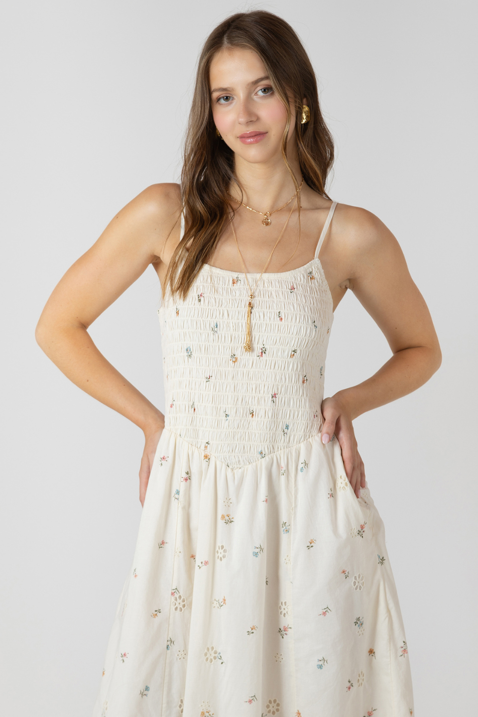 Dex Celia Bloom Smocked Midi Dress - Hot Peppers Clothing