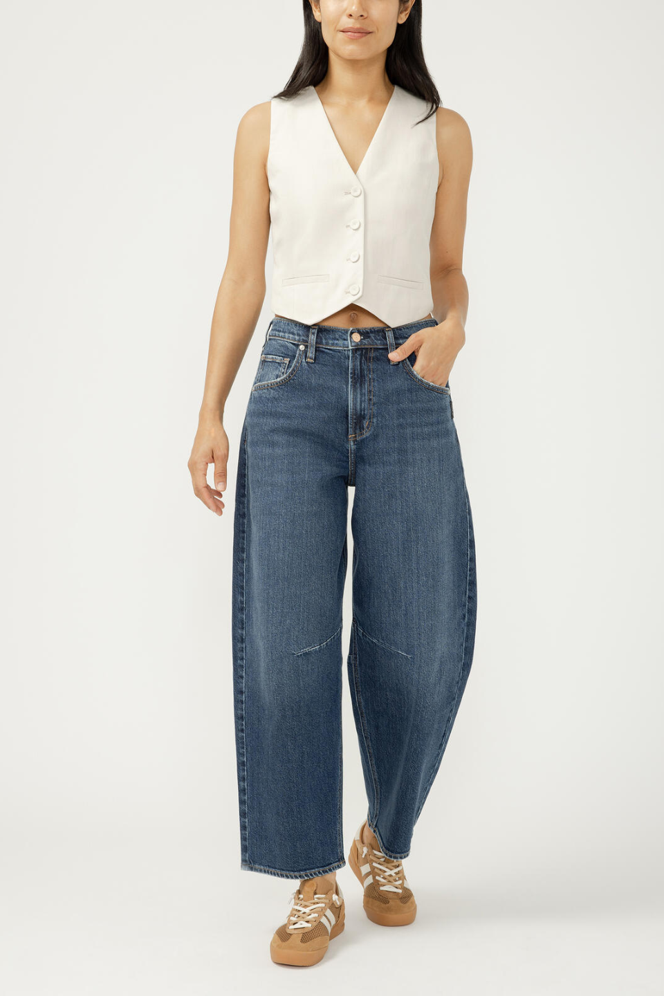 SILVER High Rise Barrel Leg Jeans - Hot Peppers Clothing