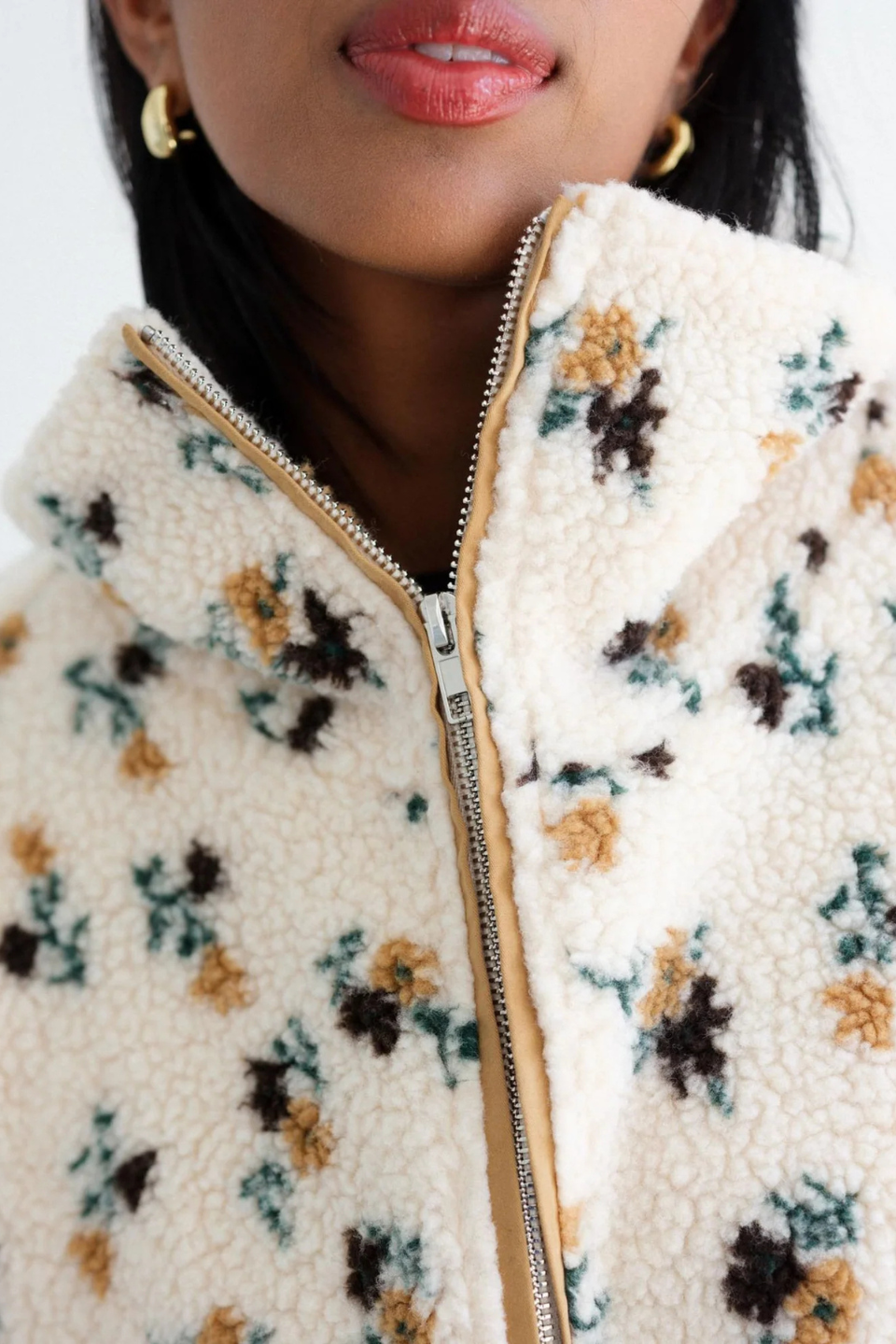 All Over Floral Sherpa Jacket