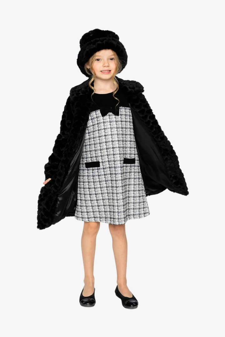Deux Par Deux Faux Fur Long Coat Black