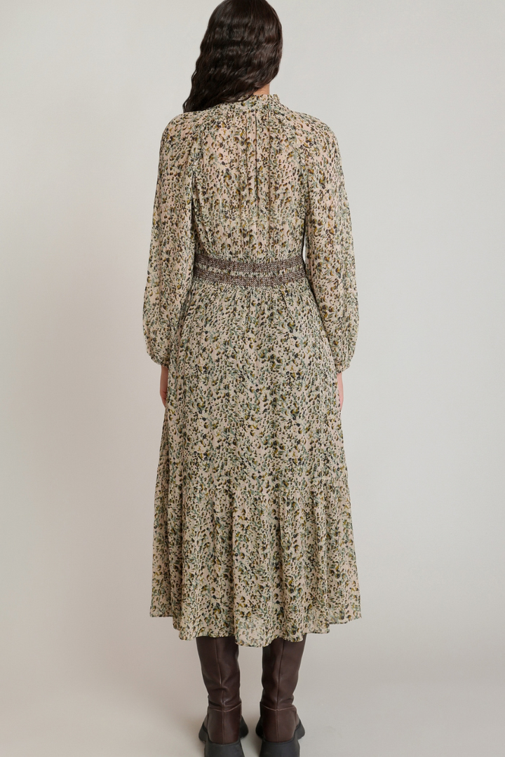 Dex Elara Smocked-Waist Midi Dress