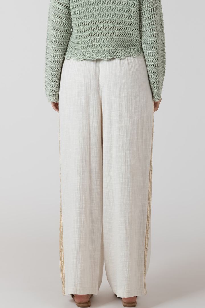 Dex Fallon Crochet Trim Wide Leg Pant - Hot Peppers Clothing