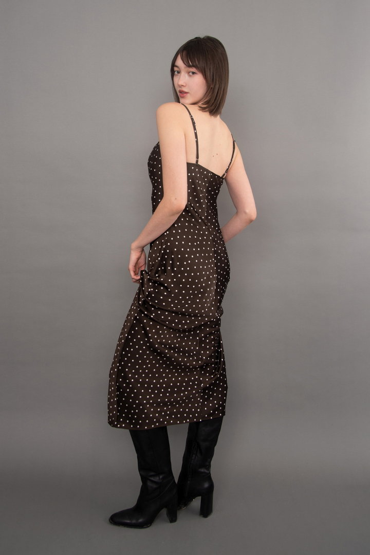 RD Style Cartier Printed Satin Cowl Neck Dress