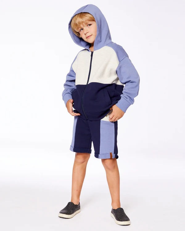French Terry Color Block Full Zip Hoodie