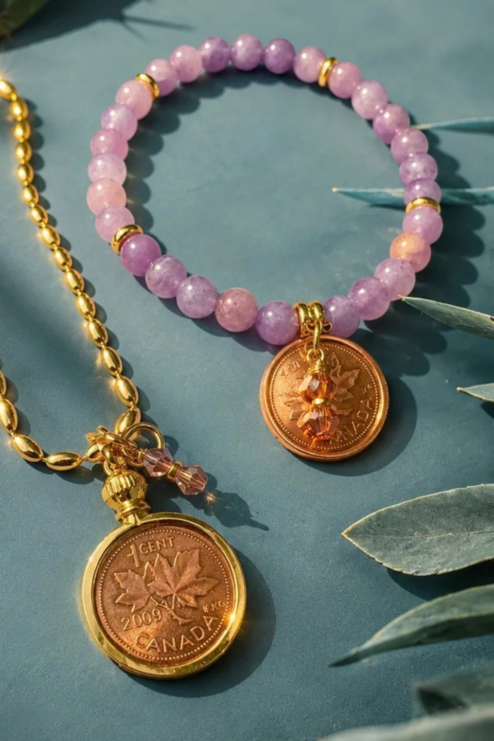 DBL Designs Peace Purple Lucky Penny Bracelet