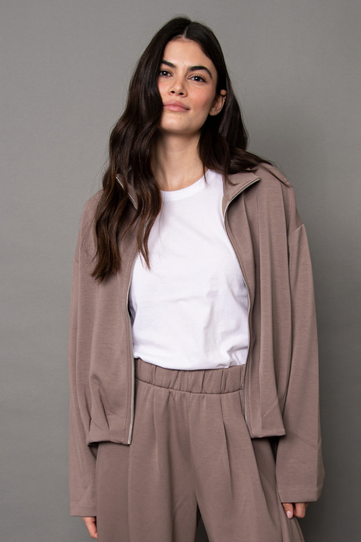 RD Style Midora Signature Soft Knit Zip Up Bubble Top
