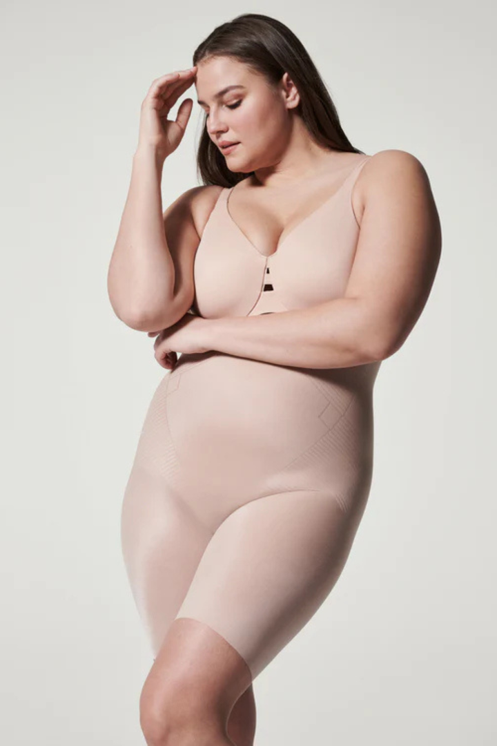 High-Waisted Mid-Thigh Short in Champagne Beige