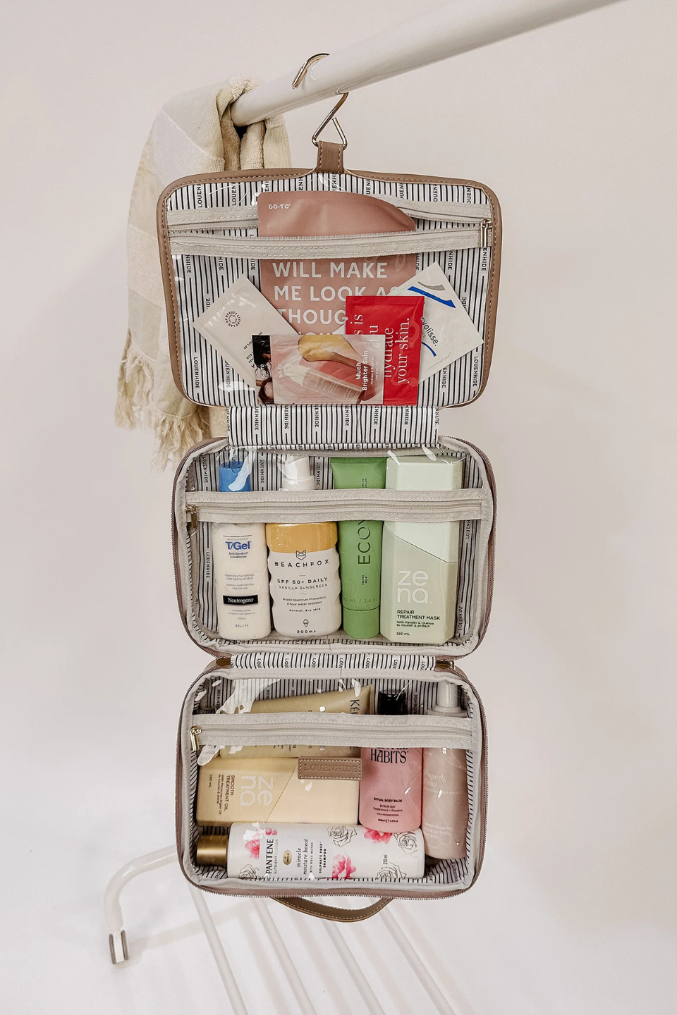 Maggie Lacey Quilted Cosmetic Bag Set in Coffee