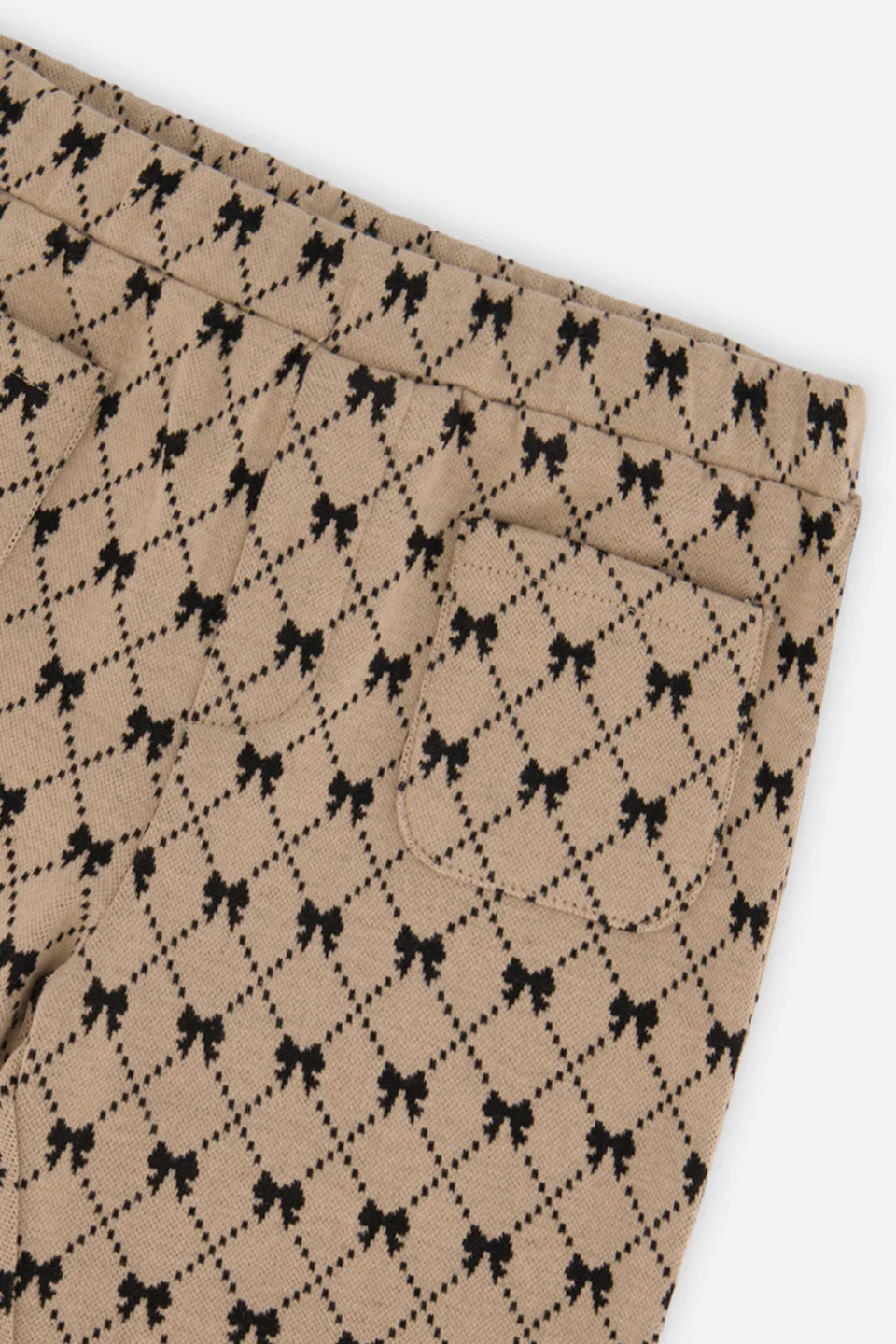 Deux Par Deux Treggings Beige Bow Tie Print
