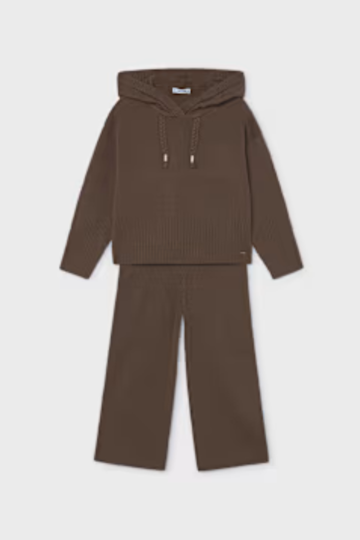 Mayoral Girl Knit Hoodie &amp; Wide-Leg Pants Set