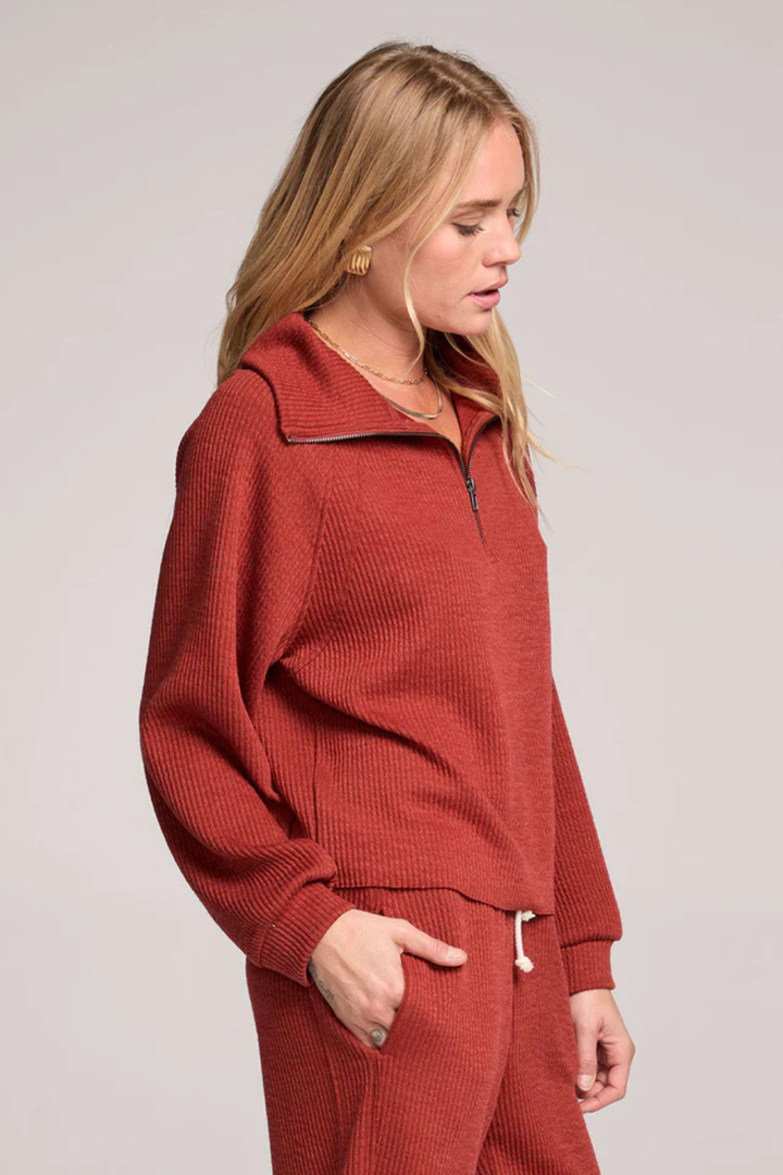 Half Zip Rustic Raglan Pullover