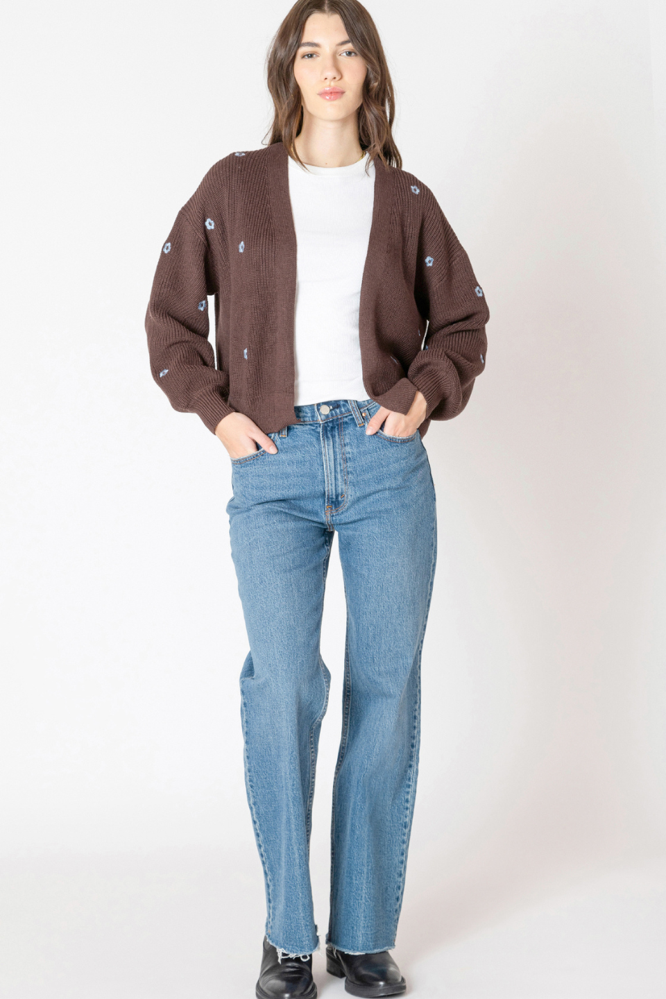 Cadence Embroidered Open Cardigan