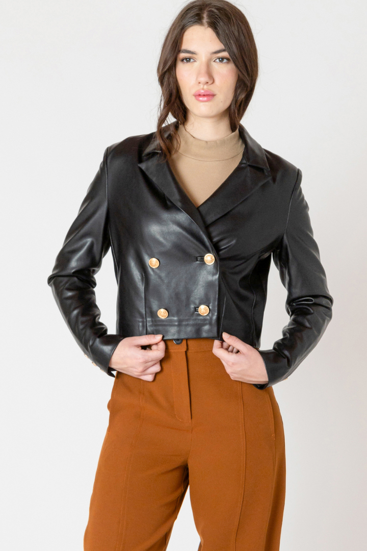 Tommie Faux Leather Cropped Jacket