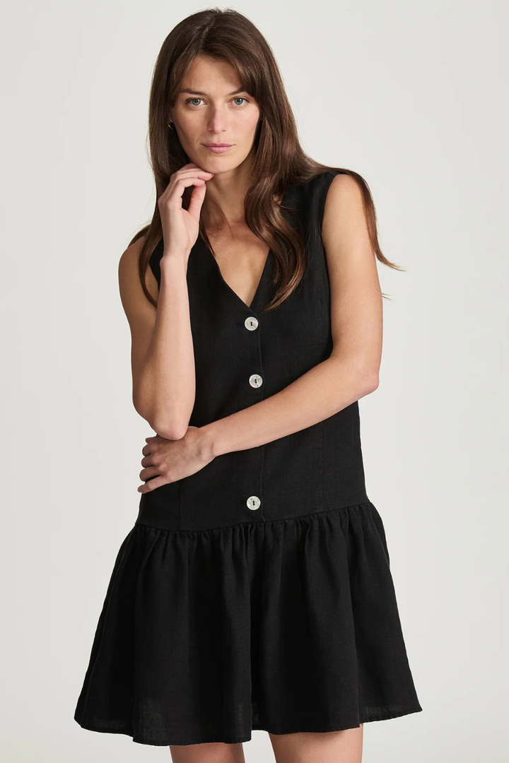 Mavi Linen Drop Waist Mini Dress