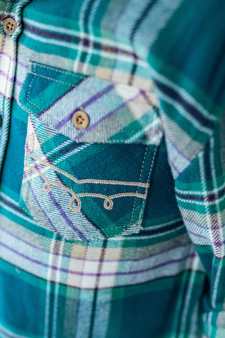 Turquoise plaid shirt