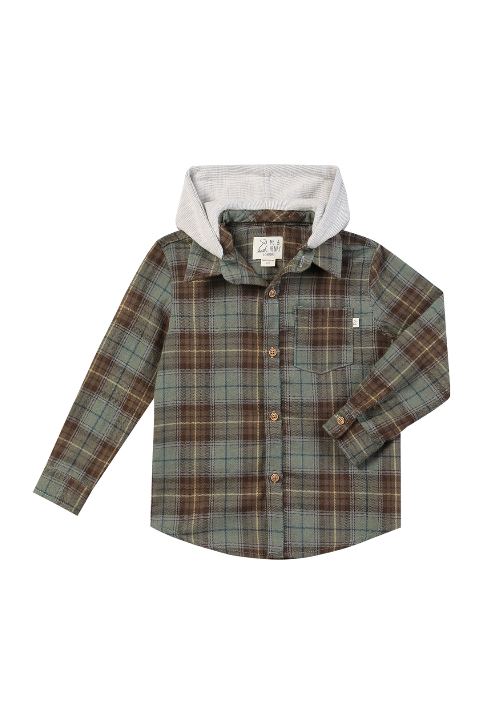 Me &amp; Henry Erin hooded shirt plaid