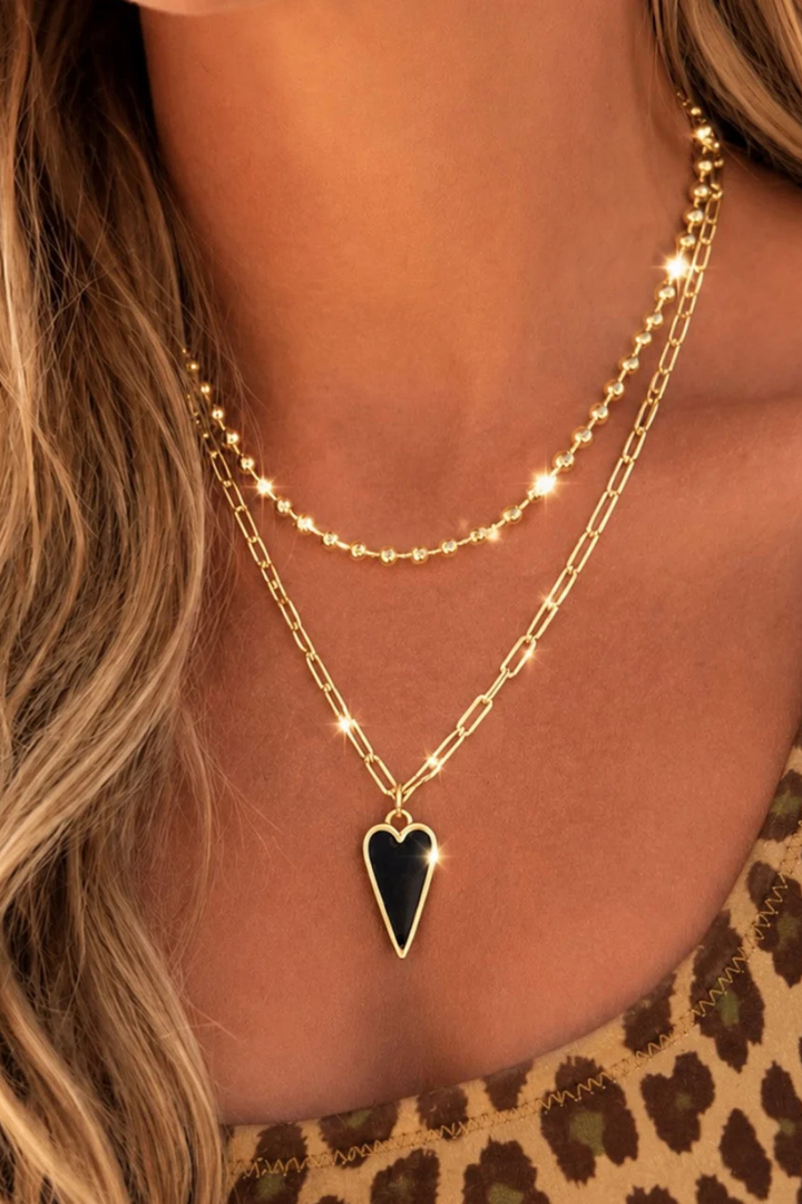 DBL Designs Double-Sided Black Onyx &amp; Pearl Raving Heart Necklace