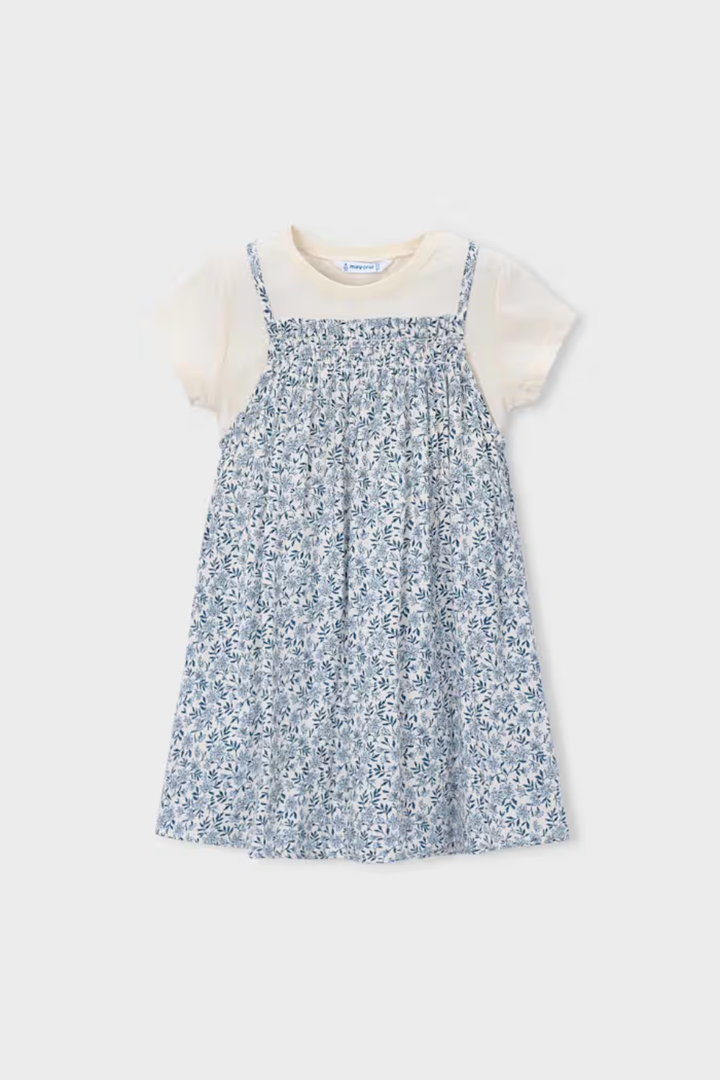 Printed Dress with Faux T-shirt - Hot Peppers Clothing